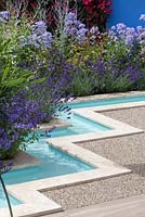 Zig-zag pond in Noble Caledonia: Spirit of the Aegean garden at Hampton Court Palace Flower Show 2015