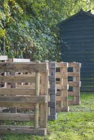 A Three Bin Composting system constructed from Upcycled wooden pallets