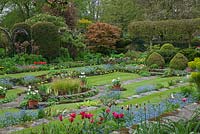 Chenies Manor Gardens showing the 'Sunken Garden' at Spring Tulip festival