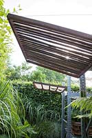 Wooden canopy.  Le Collectionneur de L Ombre. Prize for designs and innovative idea. Chaumont sur Loire gardenfestival 2015. 