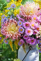 Floral display of Asters, Dahlias and Solidago canadensis.