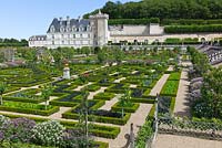 Overlooking The Potager Garden at Chateau de Villandry, Loire Valley, France