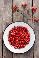 A plate of rose hips.