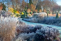The Summer and Winter Garden in November, Winter. Bressingham Gardens, Norfolk, UK. Designed by Adrian Bloom.