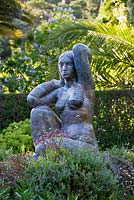 Gaia sculpture by David Wynne.  Tresco Abbey Garden, Tresco, Isles of Scilly. 