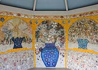 Shell mosaic in the shell house by Lucy Dorrien-Smith, Tresco Abbey Garden, Tresco, Isles of Scilly. 