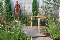 'The Waiting List ' Back to Back garden at RHS Flower Show Tatton Park 2016 Designed by Alison Galer. Gold medal winner
