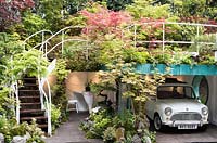 Senri-Sentei Garage Garden - How to make the most of your space. RHS Chelsea Flower Show 2016, Designer: Kazyuki Ishihara, Sponsor Senri-Sentei