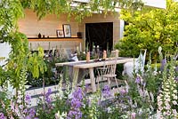 The LG Smart Garden: A Scandinavian lifestyle garden, with soft pastel planting and outdoor living spaces. Designer: Hay Young Hwang, Sponsors: LG Electronics, RHS Chelsea Flower Show 2016