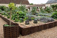 Potager, vegetable plot at Chateau du Rivau, Lemere, Loire Valley, France