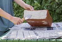 Coat the sides of the terracotta container with tile adhesive