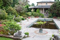 The Casita - Italian tea house and formal pool in the Italian garden of Ilnacullin - Garinish Island. Glengarriff, West Cork, Ireland. The Gardens are the result of the creative partnership of Annan Bryce and Harold Peto, architect and garden designer. 