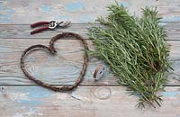 Ingredients needed to make Rosemary wreath