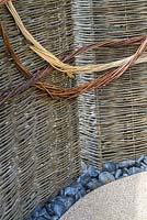 Somerset willow screen detail. PMS: Outside Inside for NAPS. RHS Hampton Court Palace Flower Show 2016.