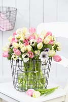 Spring bouquet with tulips and anemones