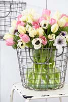 Spring bouquet with tulips and anemones

