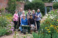 Josh Coyne, head gardener at Kelmarsh Hall, with a group of local volunteers. Back row L -R: Wendy, Colin, Pat, Josh Coyne, Janet and Sally. Front L - R: Janet and Hem.