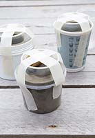 Concrete pots - Tape top of inner mould to stop it rising