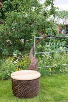 Willow seat sculpture by Tom Hare - Blind Veterens UK: It's All About Community Garden, RHS Hampton Court Palace Flower Show 2017