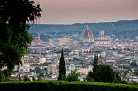 Florence viewed from La Limonaia Garden. Designed by Arabella Lennox Boyd. Fiesole. Florence. Italy