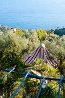 View to the Ligurian Sea. Carlo Maggia house and garden. Mortola. Italy
