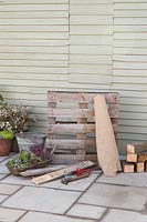 Materials required to build pallet planter with mixed succulents