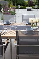 Modern dining furniture on patio