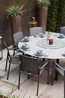 Contemporary dining furniture on patio