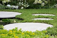 Stepping stone in Living Landscapes - City Twitchers Garden - RHS Hampton Court Flower Show 2015