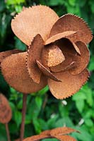 Rusted decorative flower sculpture