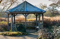 Summer house in the Milennium Garden at Pensthorpe in Norfolk