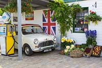 Vintage petrol station and village shop - BBC Gardener's World Live, Birmingham 2017 - The MS Society 'A Journey to Hope' Garden - Designer Derby College, Mike Baldwin - Gold