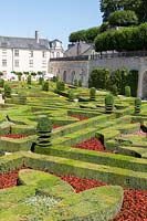 Formal parterre gardens at the Chateau de Villandry, Loire Valley, France. A UNESCO World Heritage Site