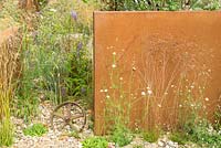 The Brownfield Metamorphosis garden at the RHS Hampton Court Flower Show 2017. Designer: Martyn Wilson. Sponsor: St Modwen Properties plc. Gold Medal.