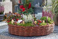 Planted basket for grave decoration