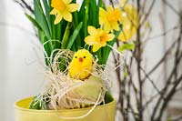 Easter decoration in yellow color tones