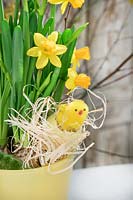 Easter decoration in yellow color tones