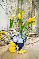 Easter decoration in yellow and blue color tones