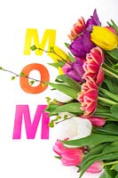 Mothers Day decoration with tulips