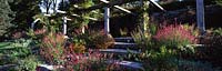 Arbour and Steps with Agastache at Chanticleer Gardens, PA, USA