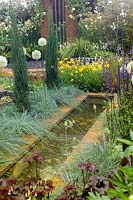 Rill with planting Hosta Vista Design by Binny Plants Landmarkers Andrea Geile Gold Medal Gardening Scotland 2007