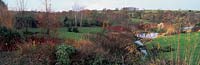 Stipa gigantea Hellebores woodland ornamental trees lawn fields stream to ponds at Lady Farm Bristol