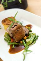 Beef filet with vegetables and savory