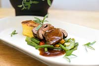 Beef filet with vegetables and savory