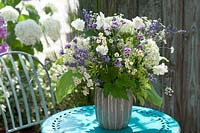 Blue and white bouquet of Lavandula ( lavender ), Hydrangea