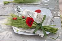 Bouquet of Hordeum ( barley ) with Papaver rhoeas ( Poppy )