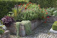Raised bed - Garden with summer flowers