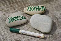 Stones as name tags for herbs 1/4