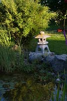 Japanese Stone Lantern at the pond