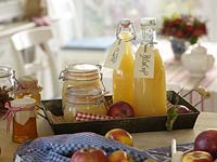 processed apples in autumn into juice, jam and jelly